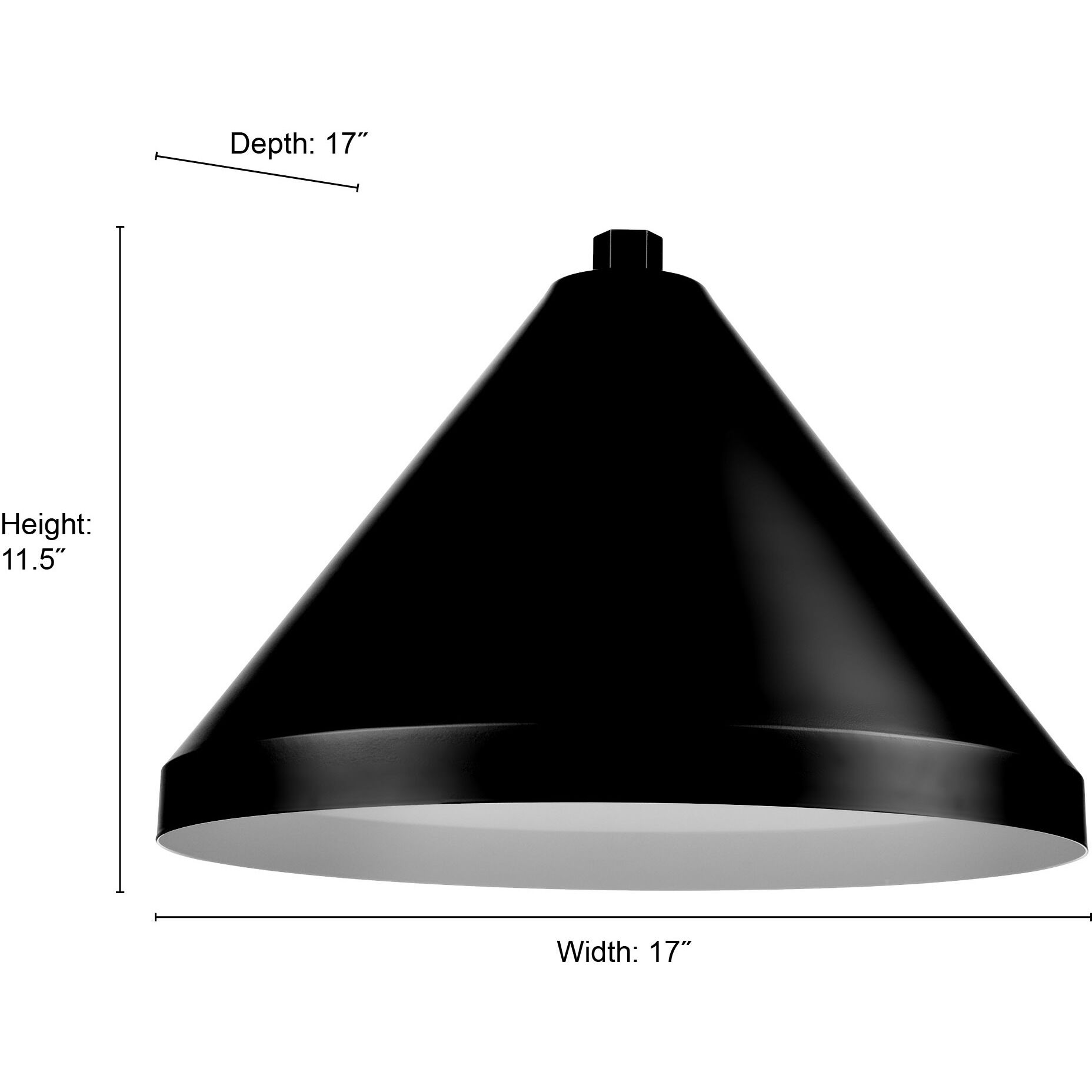 R Series Satin Black 17 inch Wide Cone Shade